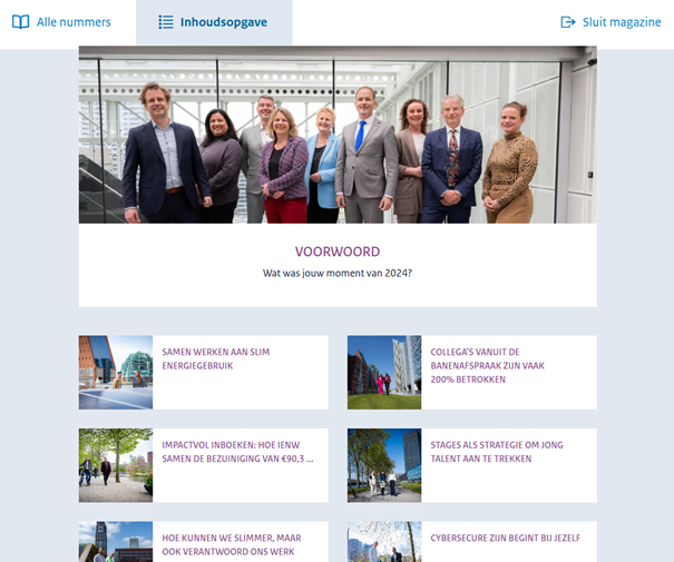 Table of contents annual report FIB IenW 2024